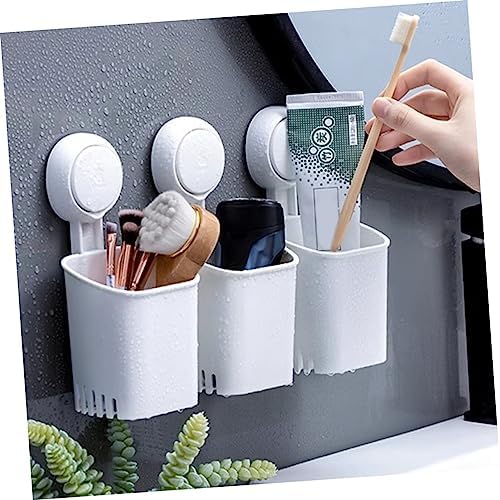 Wall-Mounted Toothbrush Holder Suction Cup Organizer for Bathroom