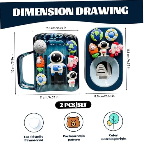 Creative kids toothbrush holder set with mouthwash cup cosmonaut-themed bathroom organizer