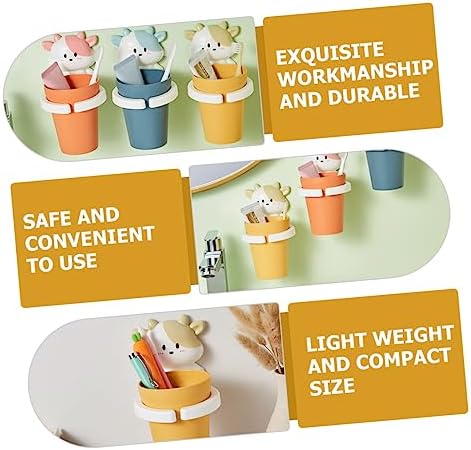 LIFKOME Cartoon Cow Toothbrush Cup - Easy Install Safe Compact for Boys Girls