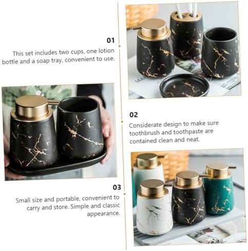 Elegant Bathroom Set - Toiletry Cup Dispenser Toothbrush Holder