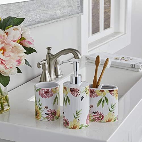 Farmhouse Floral Toothbrush Holder - Set of 4