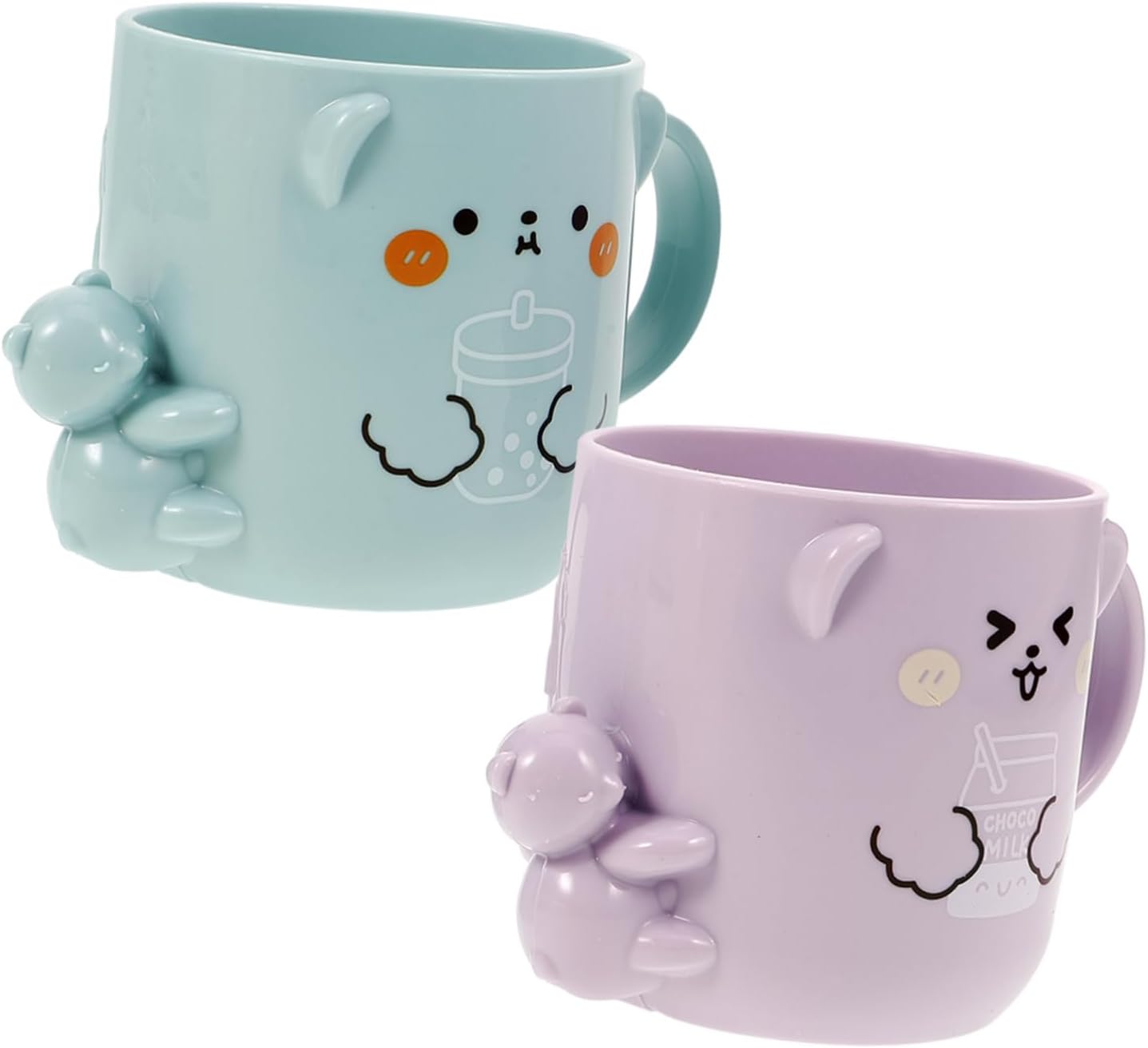 LigigWash 2PCS Cartoon Plastic Toothbrush Cups for Toddlers