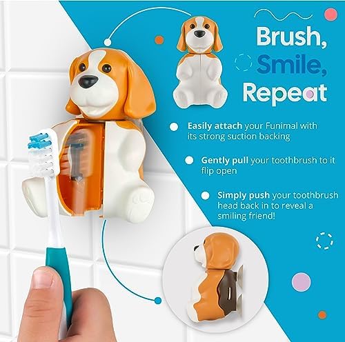Flipper Fun Animal Toothbrush Cover - Suction Cup Holder for Kids