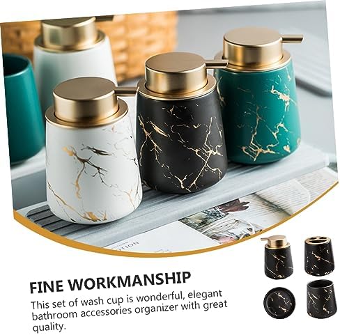 Elegant Bathroom Set - Toiletry Cup Dispenser Toothbrush Holder