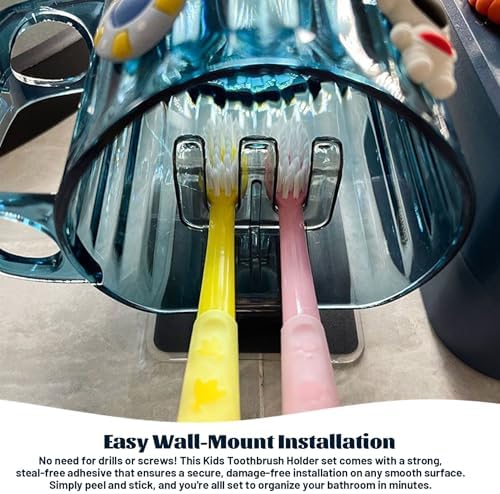 Space-Themed Wall Toothbrush Holder for Kids