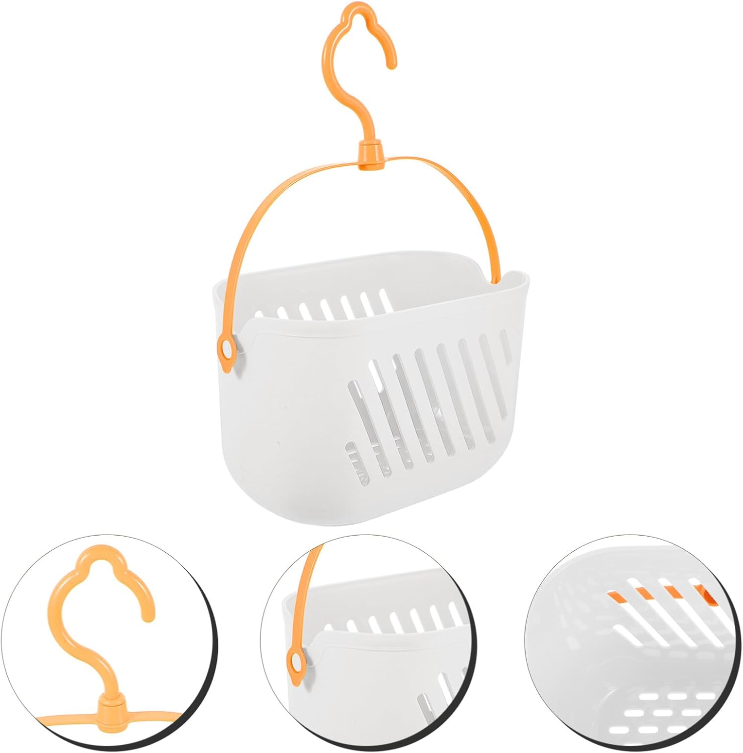 Zerodeko Plastic White Shower Storage Basket With Hooks