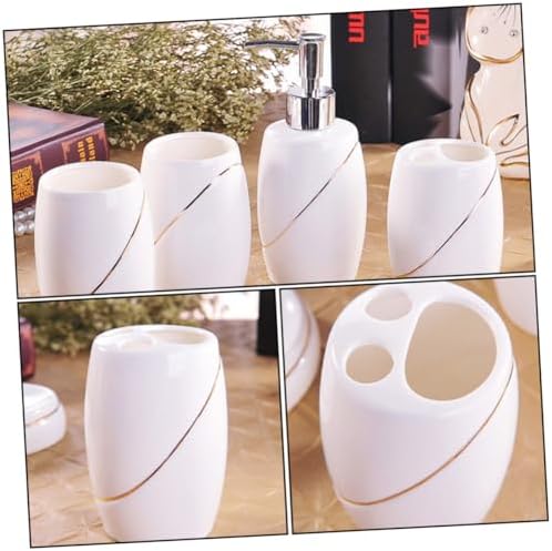 Zerodeko 5pcs Ceramic Toothbrush Holder Set for Bathroom