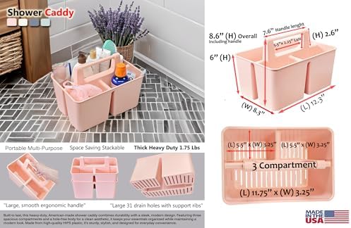 Enjoy Organizer Portable Plastic Shower Caddy 3 Compartments 4 Pack