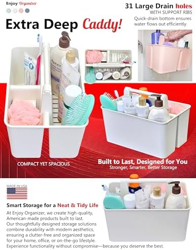12-Pack Ivory shower caddy organizer with handle compact portable