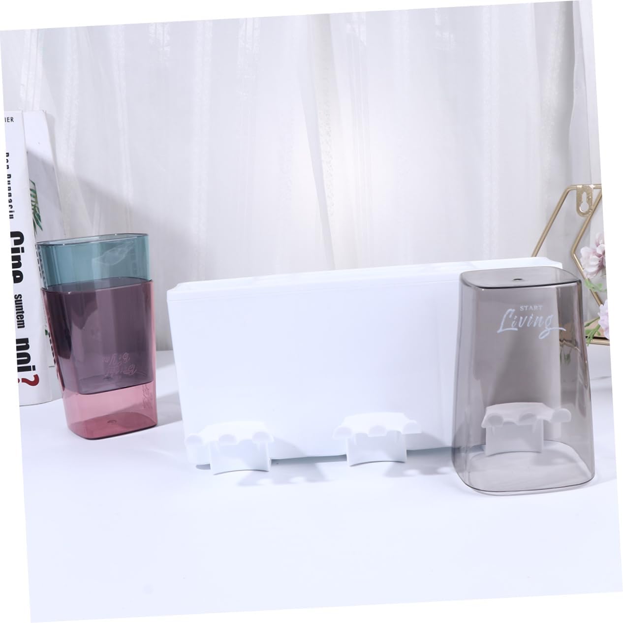 CIIEEO 3 Toothbrush Holder Set White - Mountable Toothpaste Cup Storage Rack