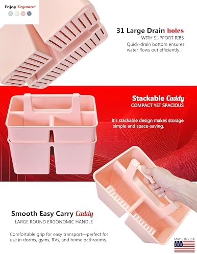 Enjoy Organizer Portable Plastic Shower Caddy 3 Compartments 4 Pack