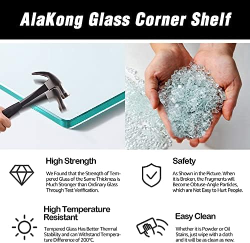 Elegant Bathroom Corner Glass Shelf Set Space-Saving Durable