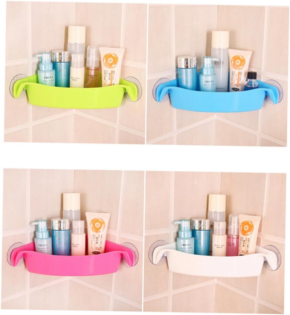 BRIGHTFUFU Shower Storage Rack Suction Cup Triangle Design No Drilling Green