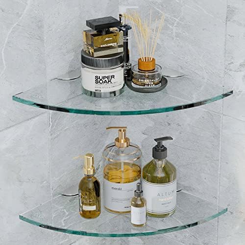 Elegant Bathroom Corner Glass Shelf Set Space-Saving Durable
