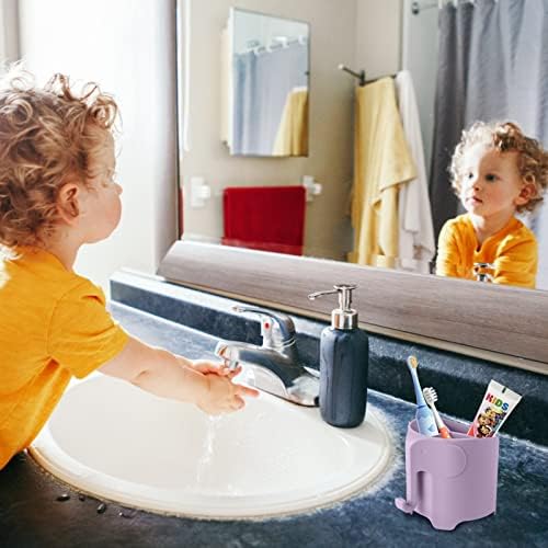 RyanLemon Elephant Toothbrush Holder for Kids with 3 Slots and Hook