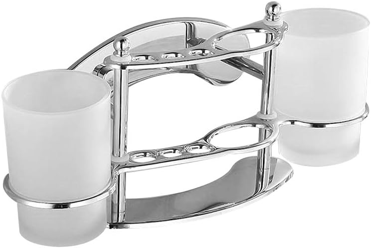 Alipis Wall Mounted Toothbrush Holder with Cup and Toothpaste Rack