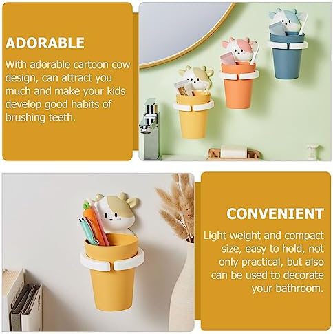 Cabilock Toothbrush Holder with Two Rinsing Cups Cute Animal Cartoon Bathroom Organizer