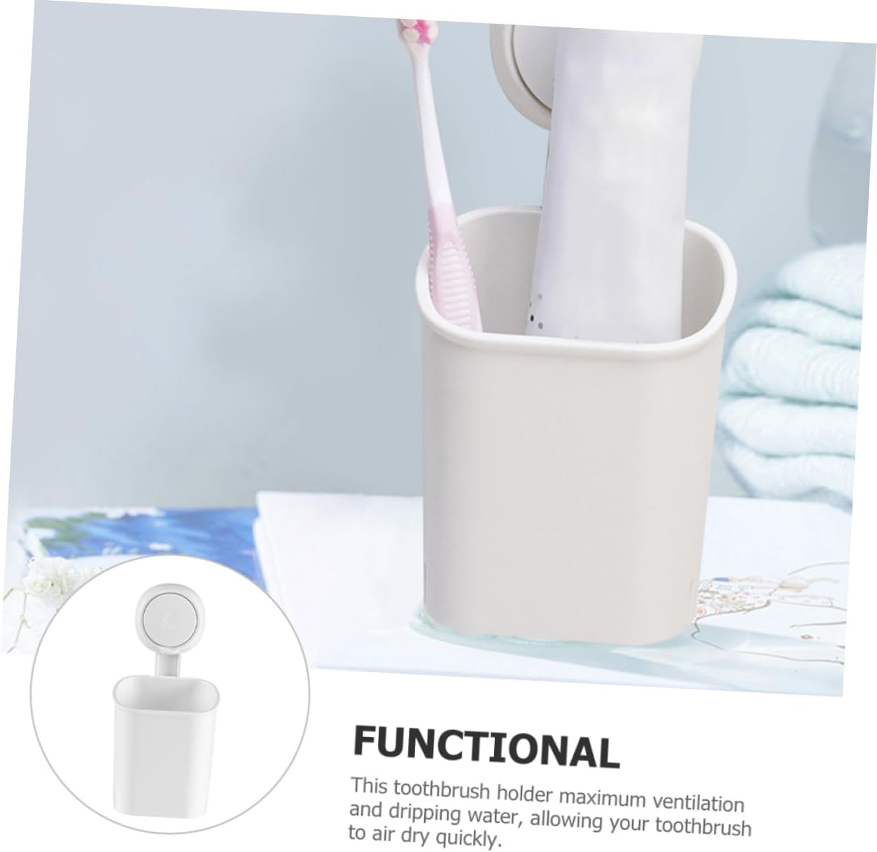 Wall Mounted Toothbrush Holder with Suction Cup and Drainage