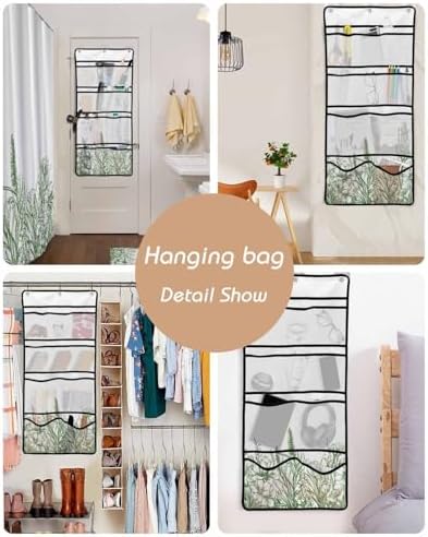 ZFUNCING Shower Curtain Set with Mesh Organizer and Hooks