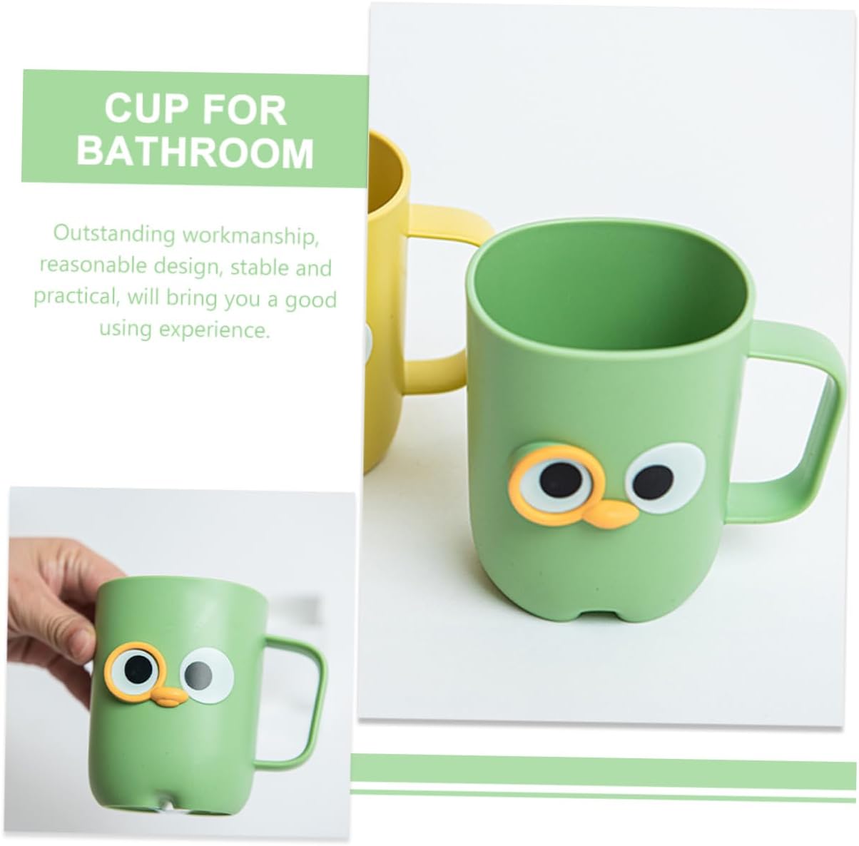 DRESSOOS 2PCS Cartoon Toothbrush Holder Cups for Reusable Storage in Bathroom