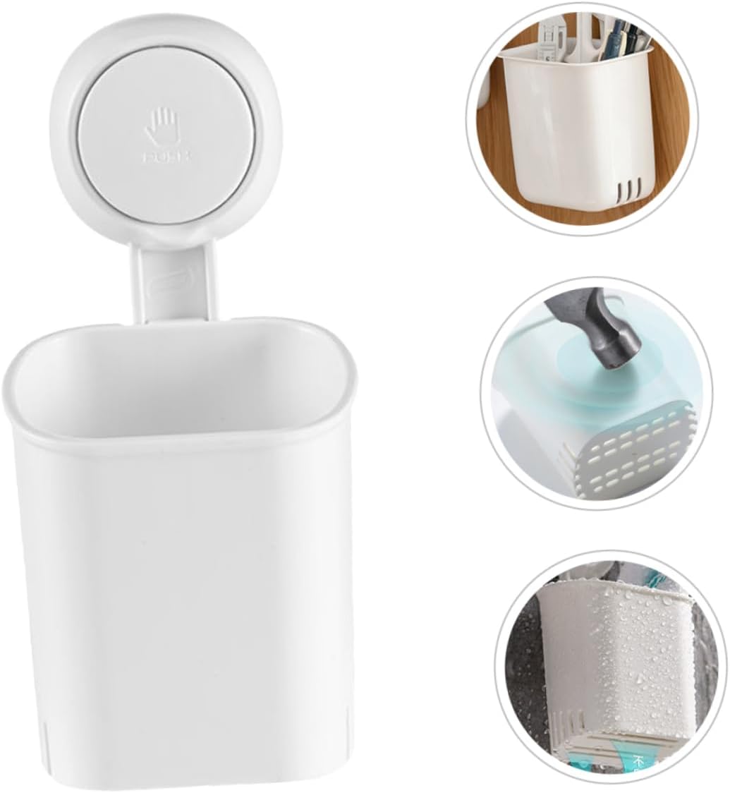 Wall-Mounted Toothbrush Holder Suction Cup Organizer for Bathroom