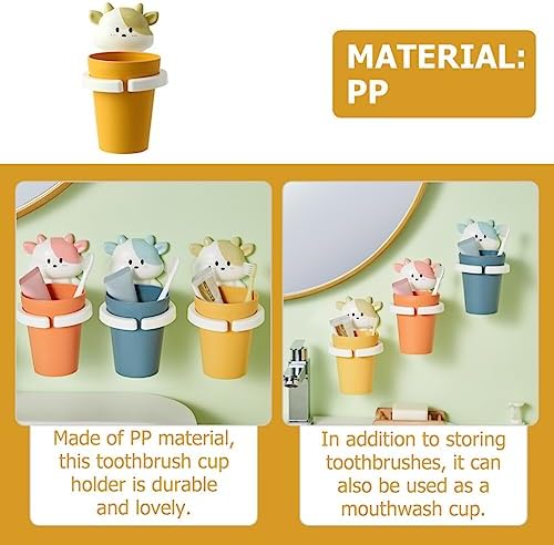 Cabilock Toothbrush Holder with Two Rinsing Cups Cute Animal Cartoon Bathroom Organizer