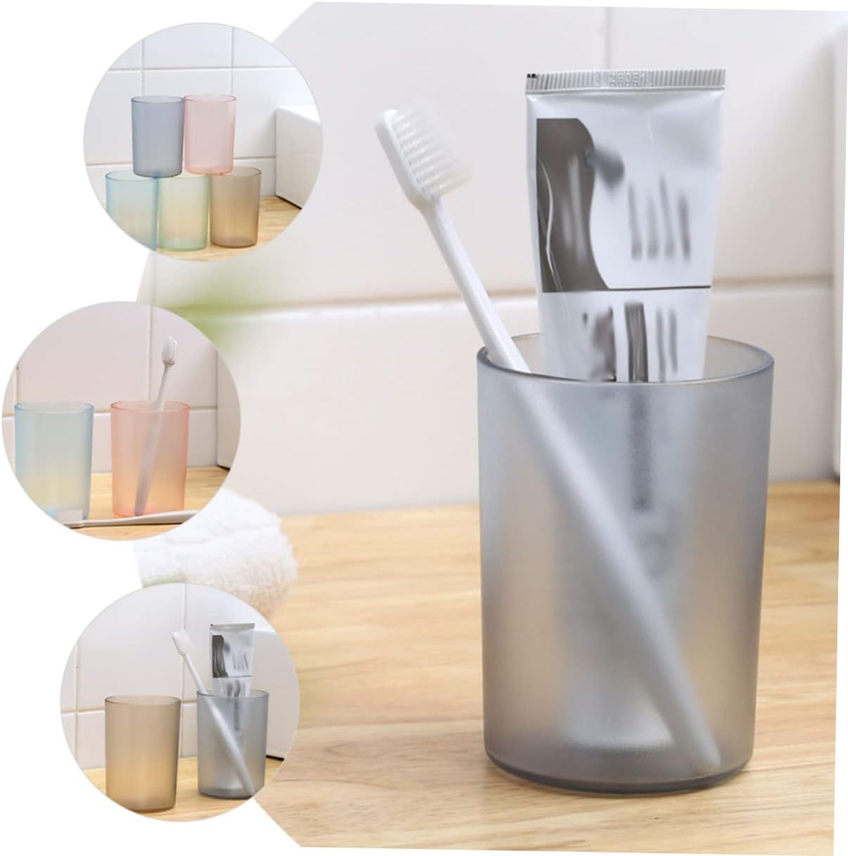 5-Piece Toothbrush Toothpaste Holder Set Pink Compact Travel Bathroom organisers