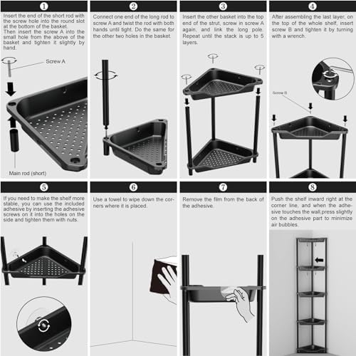 ODesign 5 Tier Floor Standing Corner Shower Caddy