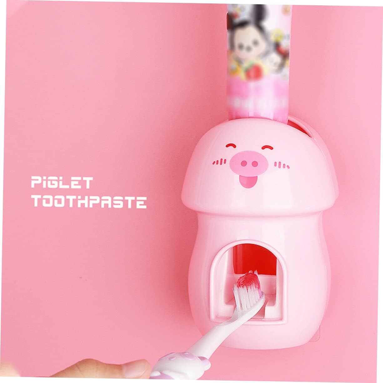 Adorable Pink Automatic Toothbrush Squeezer Wall-Mounted Toothbrush Holder