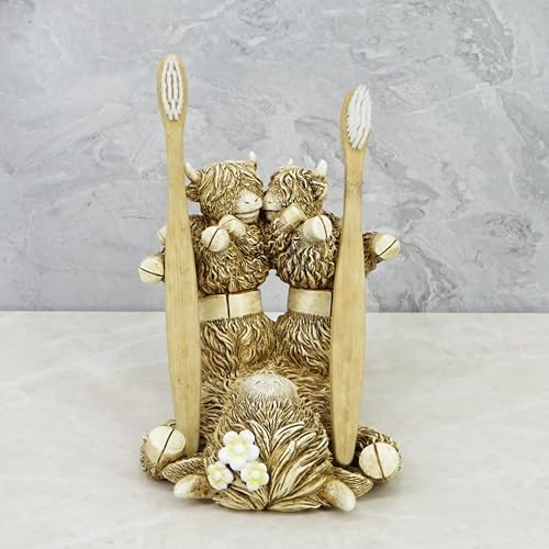 5-Inch Resin Toothbrush Holder with Antique Carved Design