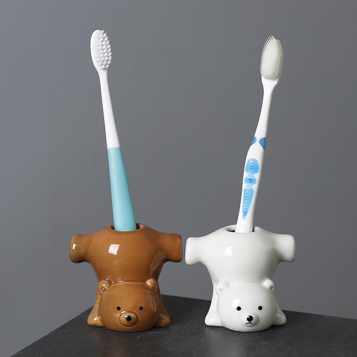 Two Funny Bear Toothbrush Holders