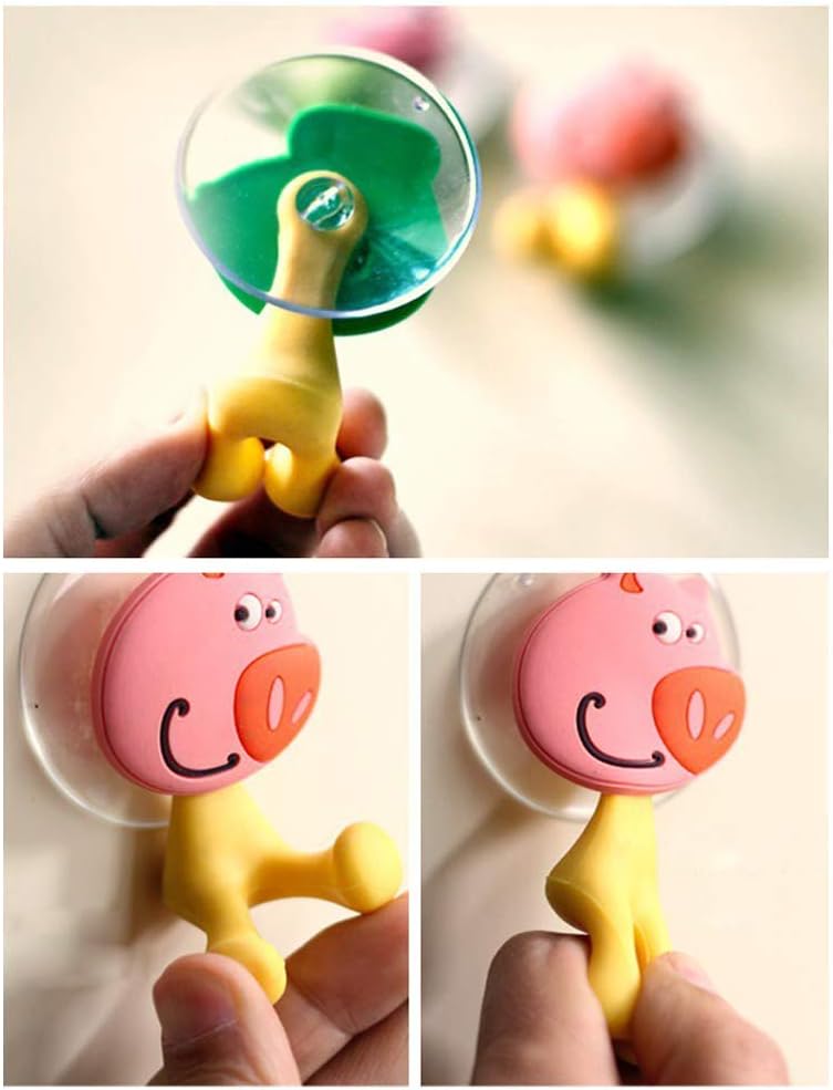 5PCS Cute Cartoon Animal Toothbrush Holders Wall-Mounted Set for Kids