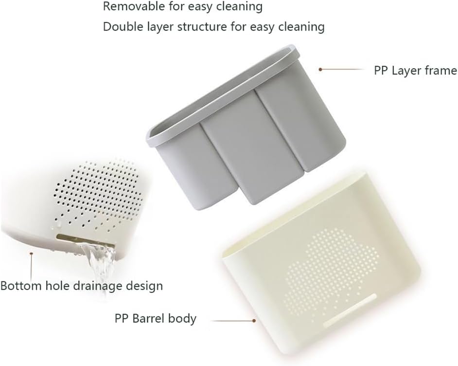 3 Slots Toothbrush Holder with Drainage and Storage