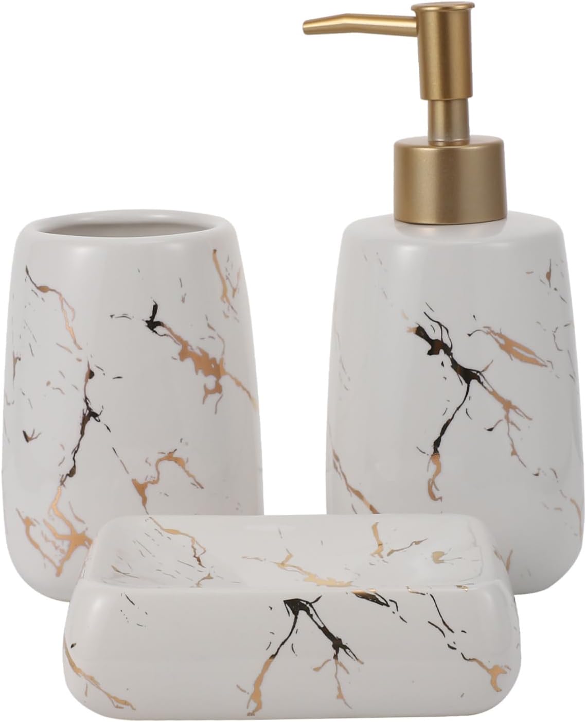 LIFKOME 3-Piece Marble Bathroom Organizer for Soap Toothbrush
