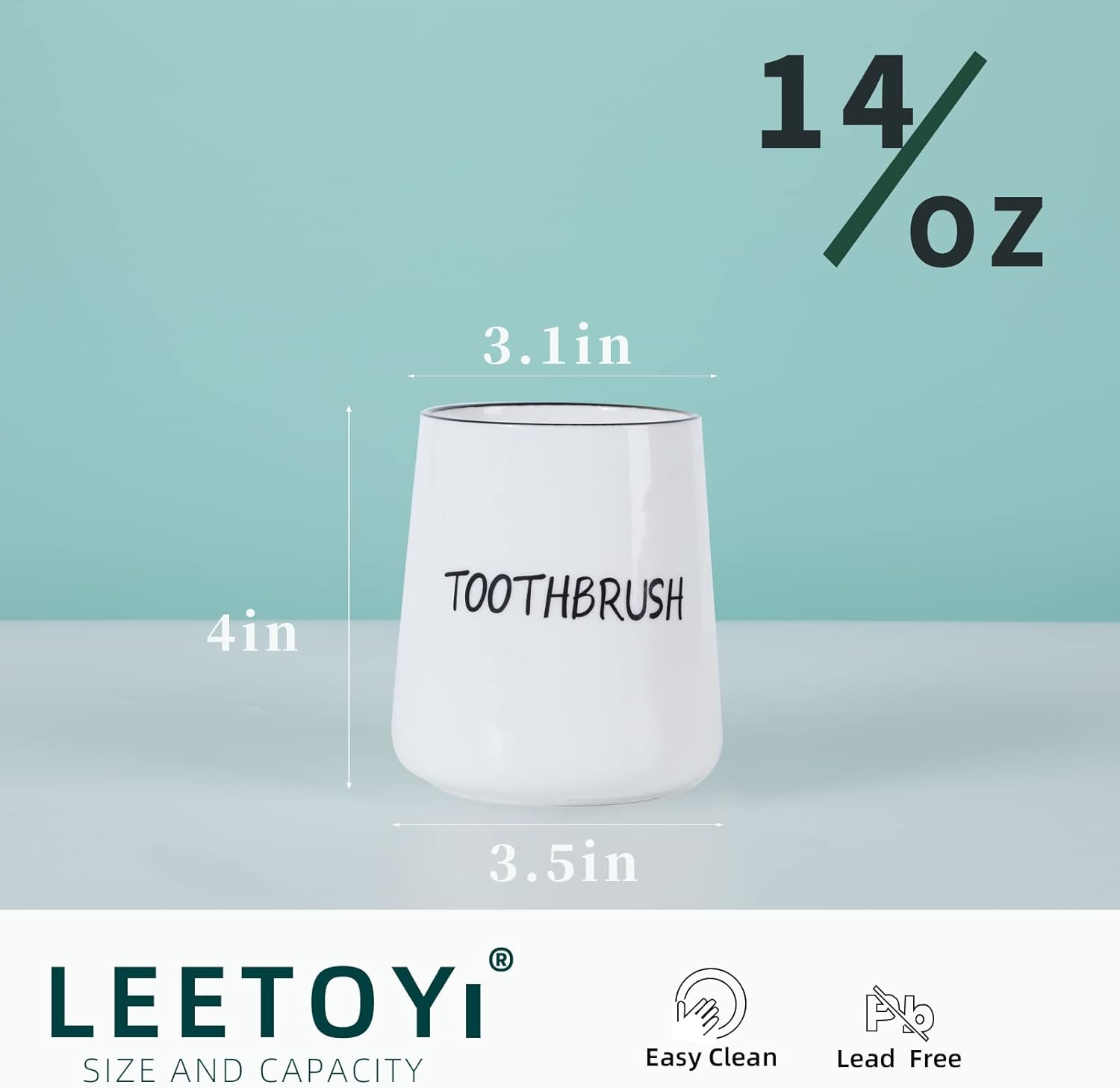 LEETOYI Toothbrush Holder Ceramic 35 Inch White