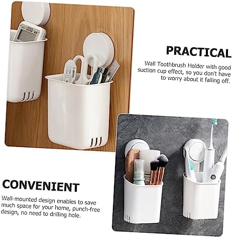 Wall Mounted Suction Cup Toothbrush Holder with Drainage 1