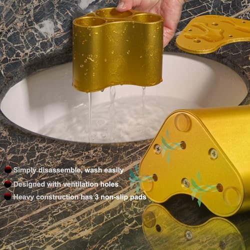 Gold Tone Metal Bathroom Toothbrush Organizer