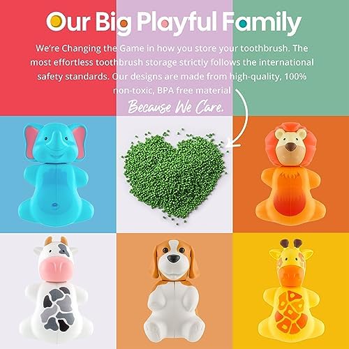 Flipper Fun Animal Toothbrush Cover - Suction Cup Holder for Kids
