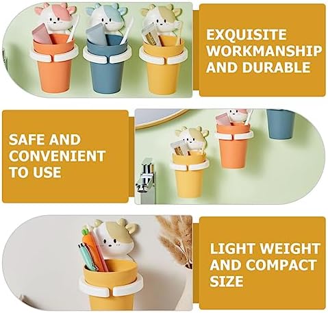 Cartoon Gargle Cup Toothbrush Toothpaste Holder Wall-Mounted for Kids Adults