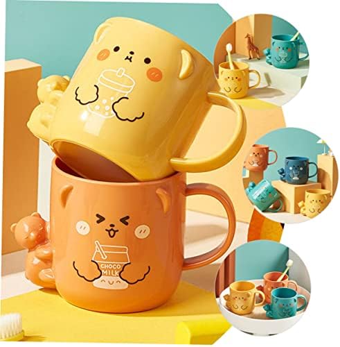 GleavI 2-Piece Cartoon Bear Toothbrush Cup Set