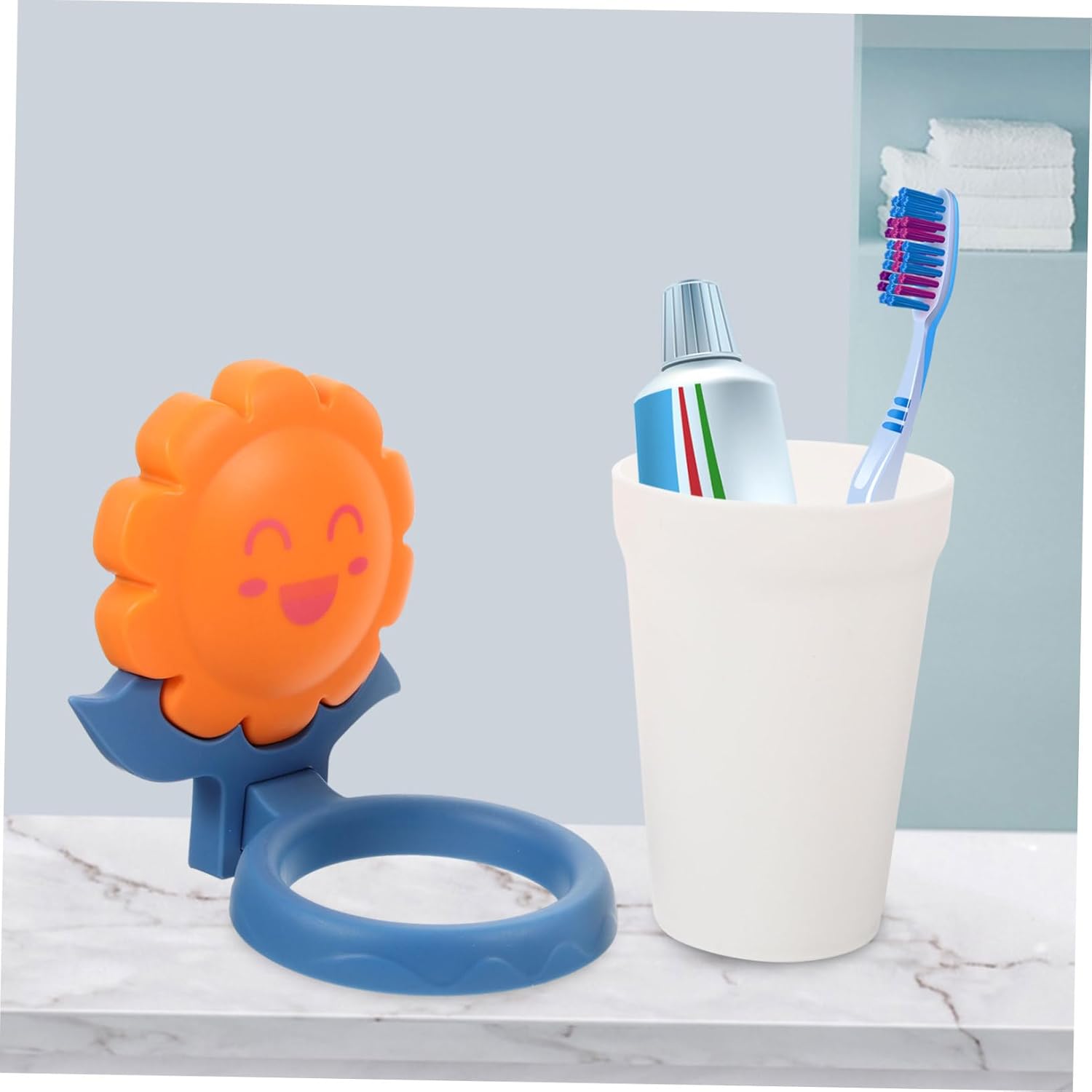 Cute Cartoon Toothbrush Holder Wall Mounted Storage Rack for Bathroom