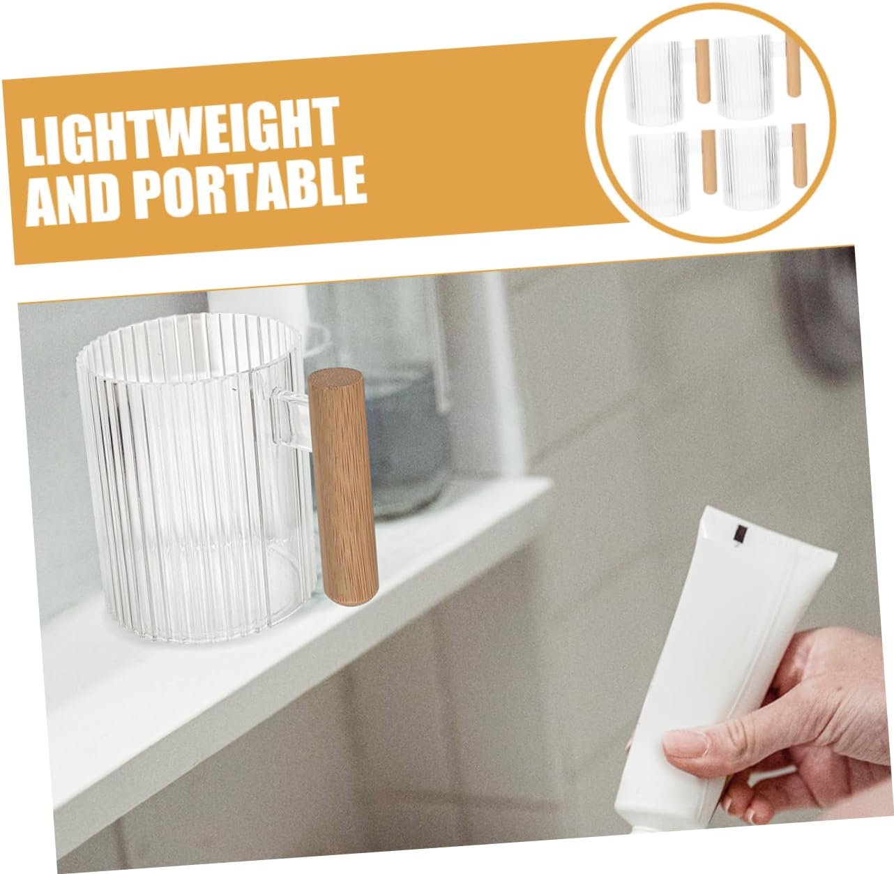 Ergonomic Mobestech 4Pcs Multi Purpose Toothbrush Holder Cups