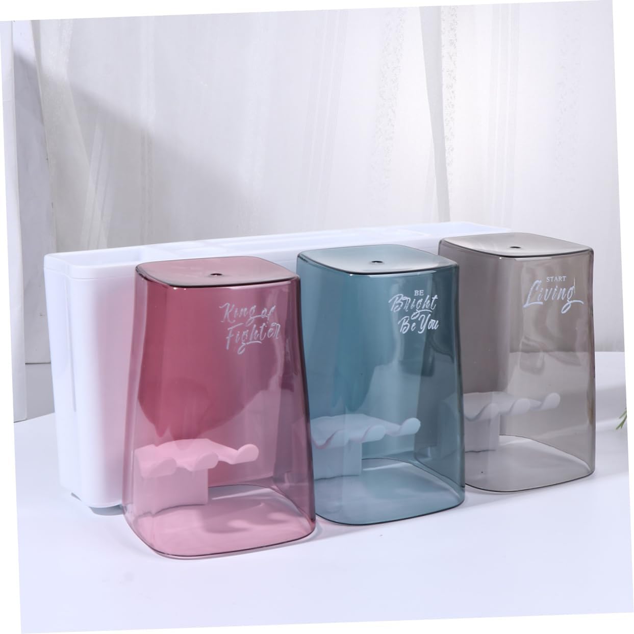 CIIEEO 3 Toothbrush Holder Set White - Mountable Toothpaste Cup Storage Rack