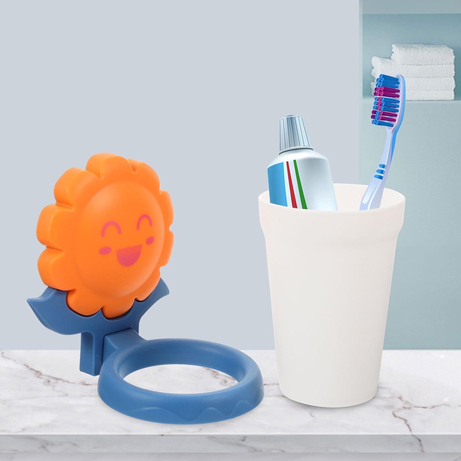 Cartoon Toothbrush Holder with Sunflower Design