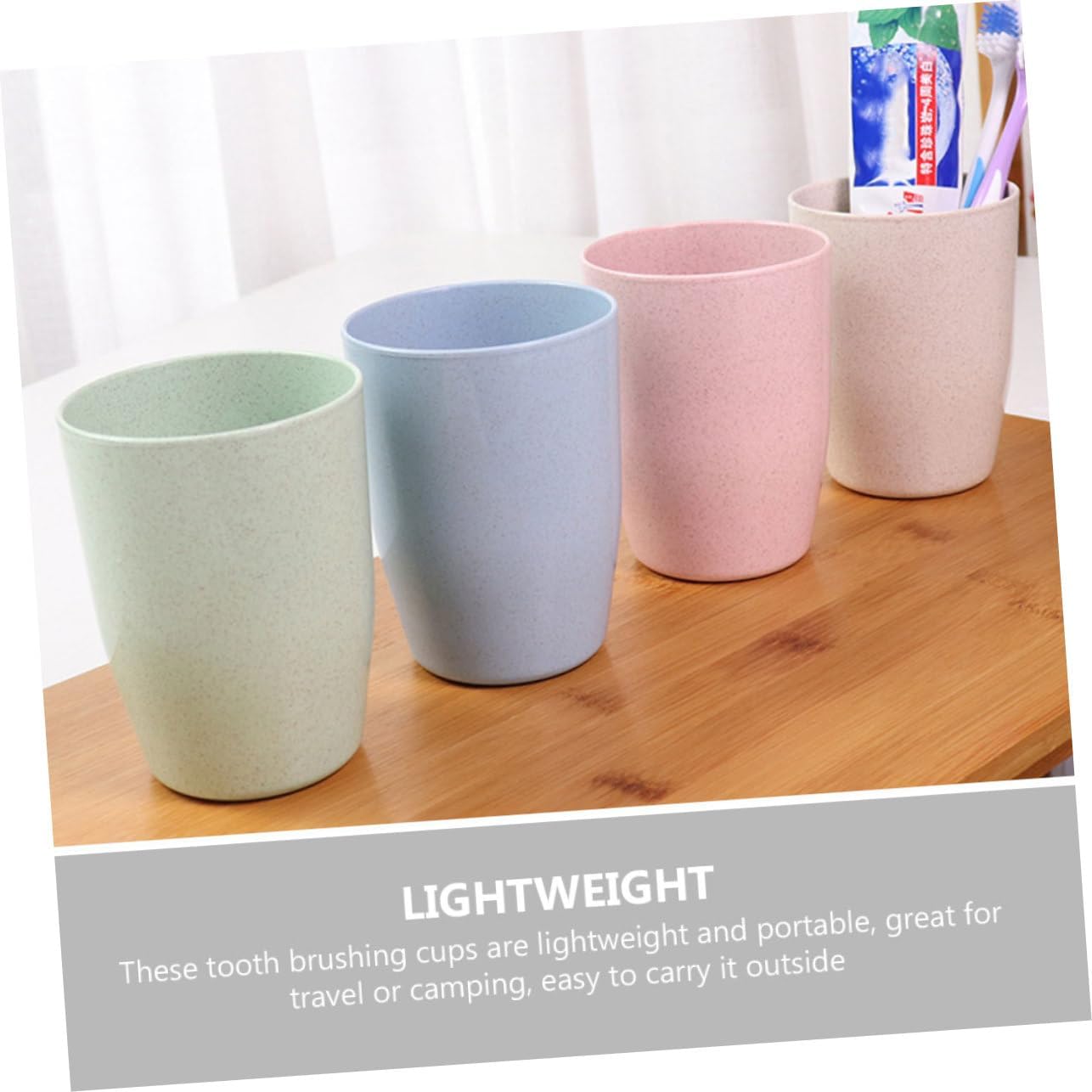 4Pcs VALICLUD Toothbrush Mouthwash Unbreakable Mugs Home Decor Toothbrush Holder