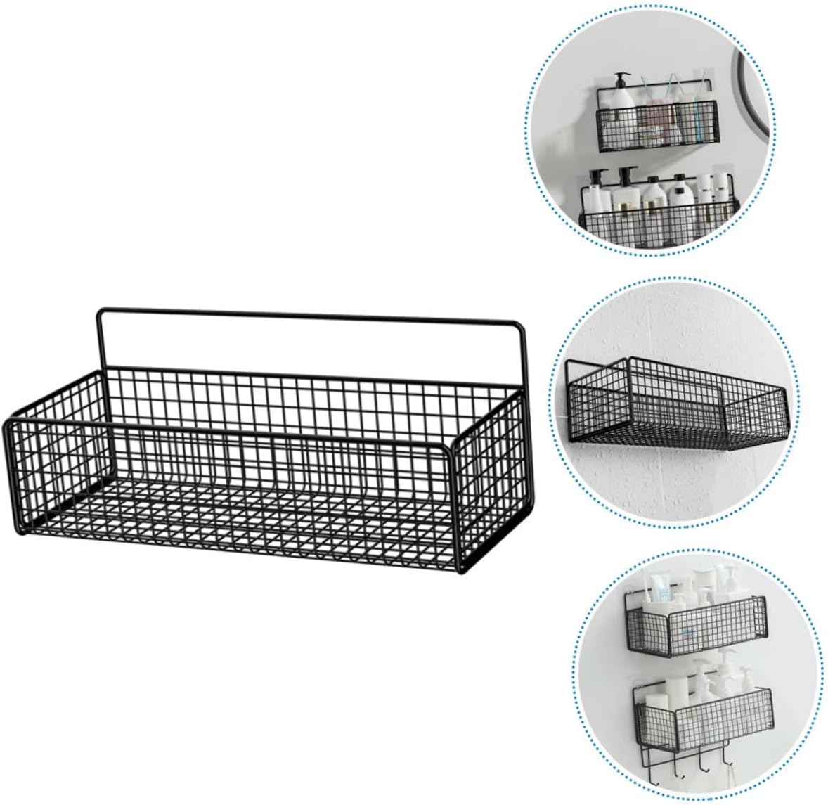 Zerodeko Floating Storage Rack No-Drill Floating Showers in Brightly Polished Iron