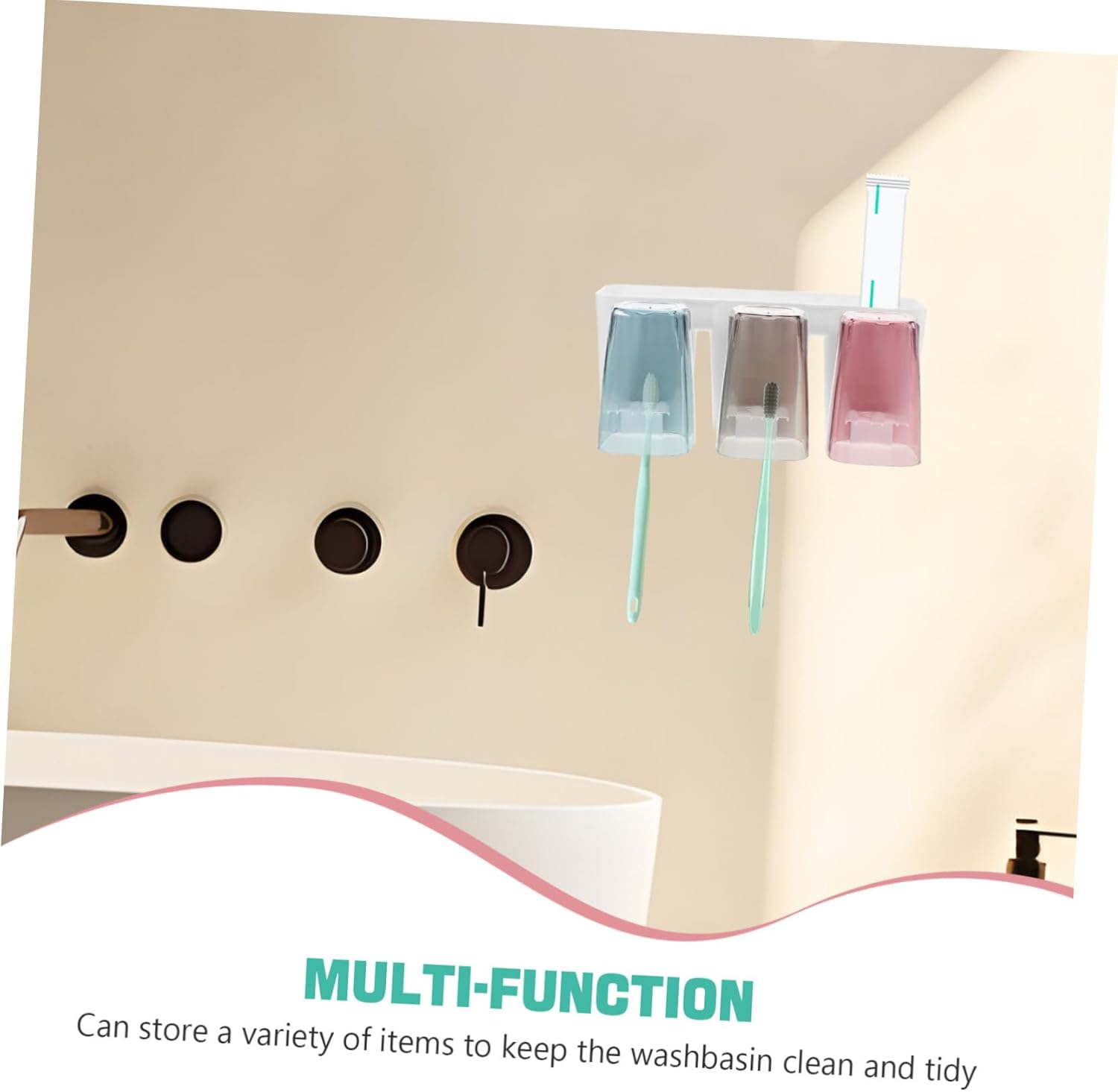 Beatifufu Wall-Mounted Toothbrush Toothpaste Holder White