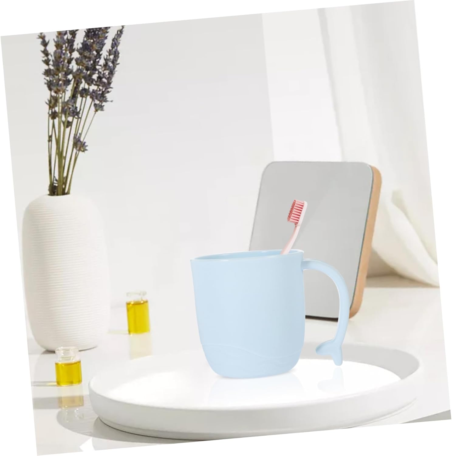 Two-Piece Dolphin Shaped Offset Mouthwash Cups for Boys and Girls