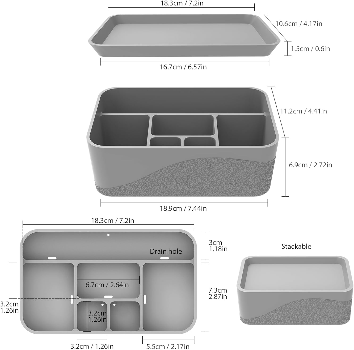6 Compartment Silicone Cosmetics Organizer