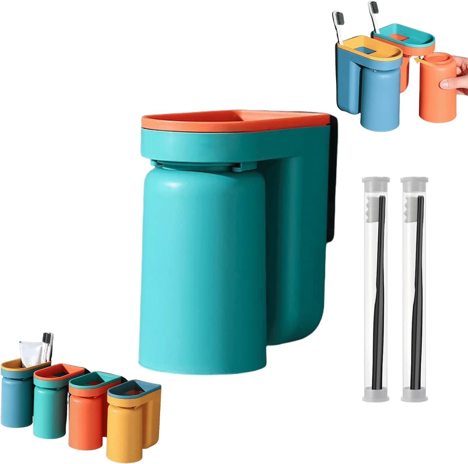 2 In 1 Wall Mounted Toothbrush Holder with Cup